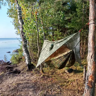 Anti Outdoor Camping Hammock With Mosquito Net And Rain Tent Equipment Supplies  • £41.95