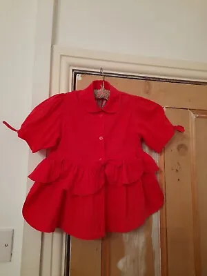 100% Cotton 🌞 Oilily Red Smock Top Blouse 3-4 Years 104 • £12.99