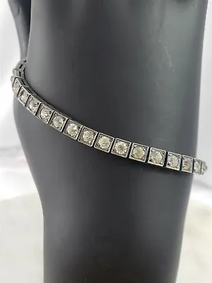 NOV-E-LINE Vintage Sterling Silver 3mm Rhinestone Tennis Bracelet 6.75  • $140