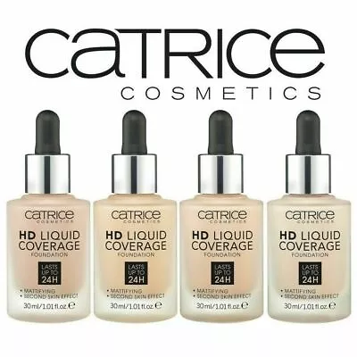 CATRICE HD LIQUID COVERAGE FOUNDATION 30 Ml MATTYFAING SECOUND SKIN EFFECT VEGAN • £13.55