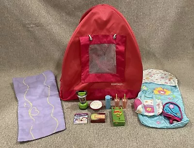 AMERICAN GIRL Great Outdoors Pink Camping Tent Acc. Set 18  RETIRED 2012 + More • $20.76