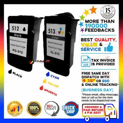 3x NoN-OEM PG512 CL513 Ink Cartridge For Canon MP230 MP250 MP270 MP280 Printer • $58.80