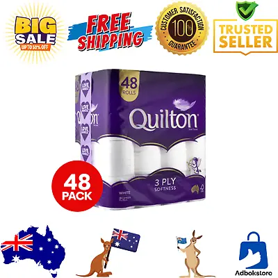 $29.87 • Buy 48x Quilton Toilet Paper Tissue Rolls Thick Soft Absorbent 3-Ply 180 Sheets NEW