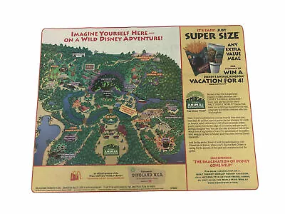 Vintage McDonald’s Tray Liner Walt Disney World Animal Kingdom Dinoland 1998 • $20