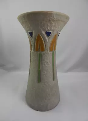 Early Roseville Mostique Gray 1916 Pottery Yellow Flower Vase 164 10'' • $129.99