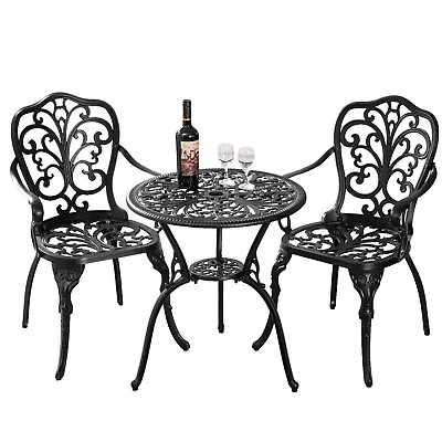 3 Piece Patio Bistro Sets Cast Iron Bistro Table And Chairs Set Outdoor For Yard • $175.99