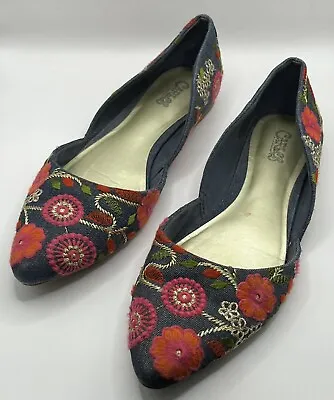 Carlos By Carlos Santana Embroidered Floral Skye Flats- Point Toe Size 9.5M • $21.96