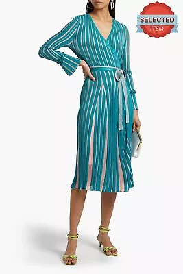 $28.71 • Buy RRP€630 DIANE VON FURSTENBERG Edeline Knitted Wrap Dress Size XS Striped Tie