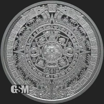 Pure Silver .999 Bullion - Mexico Aztec Calendar Mayan- 1/2 Oz Round Coin • $28.80