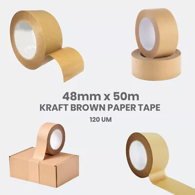 Kraft Brown Paper Tape Packaging Carton Self Adhesive Framing Picture 48mm X 50m • $395.99