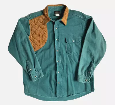 $23.99 • Buy VTG Melton Deerskin Blue Green Padded Chamois Shooting Shirt XL Hunting USA