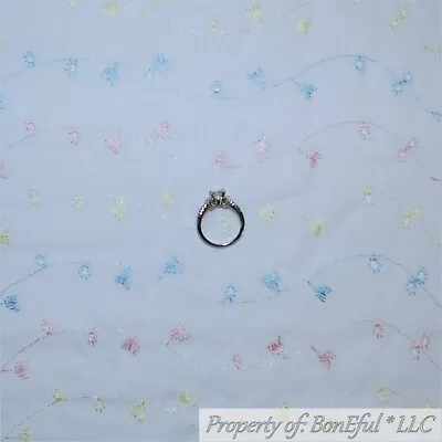 $0.50 • Buy BonEful Fabric Cotton Quilt White Rainbow EYELET Flower Girl Lace Bohemian SCRAP