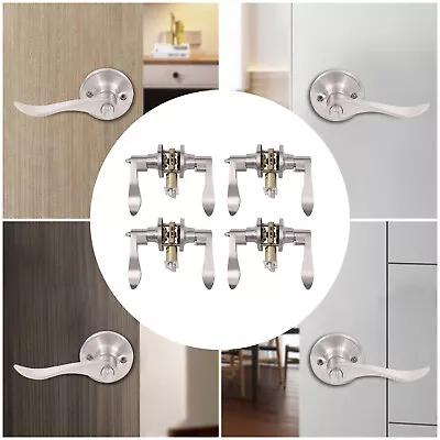 4/5Set Bed And Bath Privacy Door Lock Handles Levers  Interior Doors Without Key • $33