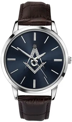 Sekonda Men's Masonic Watch With Blue Dial And Brown Strap 90093 • £44.99