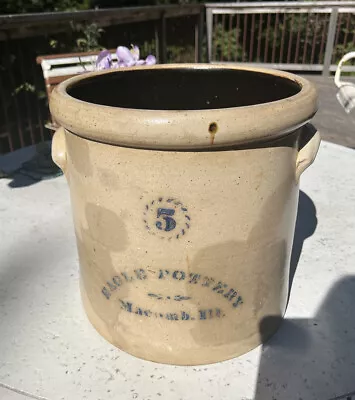 VTG Stoneware Crock Eagle Pottery  Macomb IL  Old No Leaks • $99