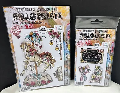 Aall & Create CAROUSEL RIDE Amusement Park Fair Mixed Media Rubber Stamps Lot • $39.99