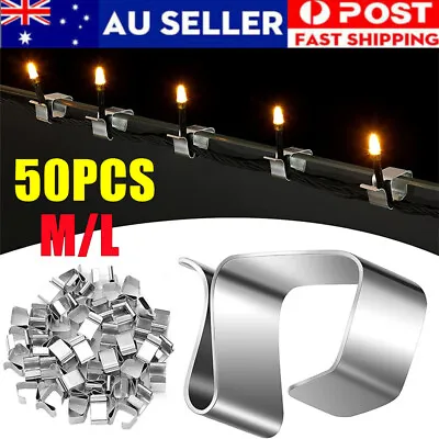 50PCS LED Fairy Lights Stainless Steel Gutter Hooks Metal Clips Christmas Party • $16.35