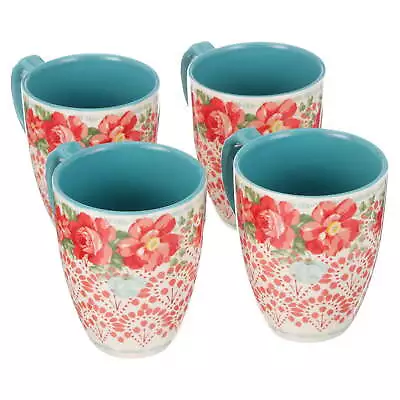 Vintage Floral 4-Piece 26-Ounce Latte Mug Set • $18.99