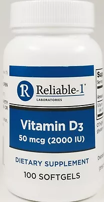 Reliable-1 Vitamin D3 Dietary Supplement 2000 IU 100Softgels EXP:09/2025 • $10.20