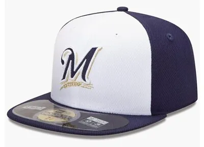 New Era Men Milwaukee Brewers Diamond Era 59Fifty Baseball CapNavy/White 7 1/8 • $19.99