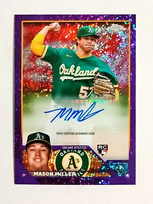 Mason Miller 2023 Topps Chrome AUTO Rookie Purple Speckle REFRACTOR 275/299 L4 • $29.99