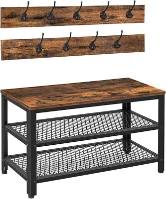$75.04 • Buy HOOBRO Coat Rack Shoe Bench Hall Tree Entryway Storage Bench Wood Furniture 