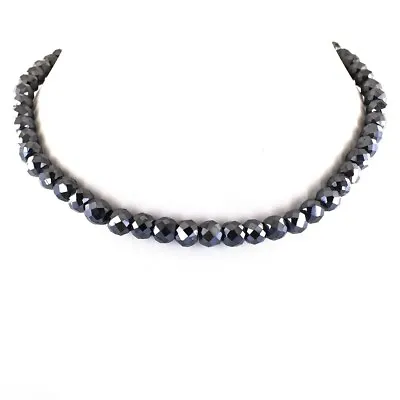 $600 • Buy 9mm Certified Black Diamond Necklace, 925 Silver, FREE Black Diamond Studs