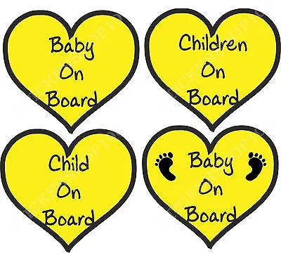 Baby On Board Child Children Footprint Hearts Safety Sticker Car Vehicle Signs   • £1.61