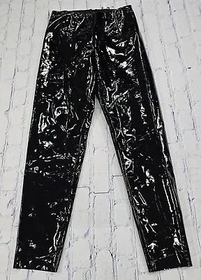 Juicy Couture Shiny Vinyl Black Faux Patent Leather Pants WOMENS SIZE XS • $39.75