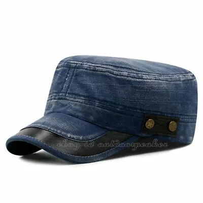 Vintage Men's Sunproof Denim Hat Baseball Army Hat Flat Cap Golf Womens Flat Cap • $13.49