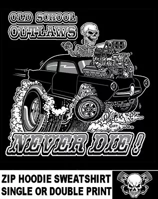 Henry J Kaiser Old School Muscle Hot Rod Race Car Skull Zip Hoodie Sweatshirt • $57.99