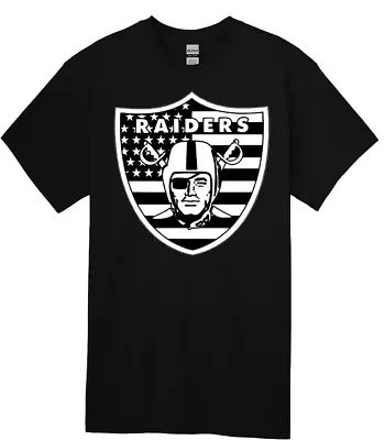 Raiders American Flag Logo Premium Vinyl T- Shirts Top Seller! • $24.99
