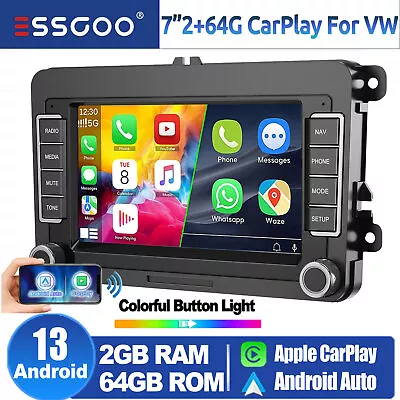 2+64G For VW GOLF MK5 MK6 7  Carplay Car Stereo Radio Android13 GPS Head Unit FM • $169.99