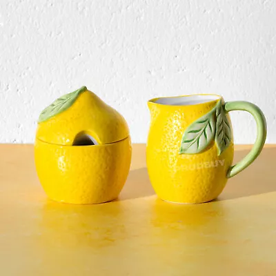 Amalfi Lemon Milk Jug & Sugar Bowl Set Afternoon Tea Cream Pourer Serving Pot • £18