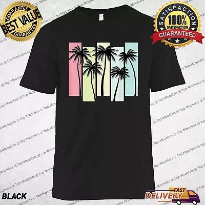 Retro Art Deco Style Summer Vacation Tropical Palm Trees T-Shirt For Women Men • $14.99