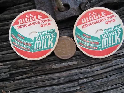 $24.44 • Buy C.L Riggle Milk Cap Lid Pair,Newcomerstown, Ohio Tuscarawas County, OH Dairy Top
