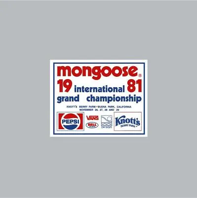 Mongoose - Participant 1981 Knotts Berry Farm White Decal - Old School Bmx • $8.80