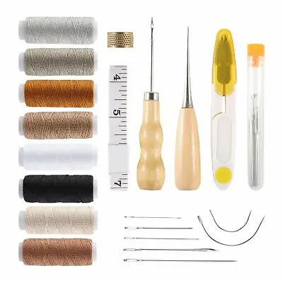 29× Upholstery Carpets Leather Sofa Canvas Repair Hand Sewing Needles Thread Set • £6.39