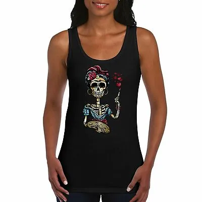 Frida Kahlo Sugar Skull Women's Tank Top Calavera Mexican Day Of The Dead • $17.95