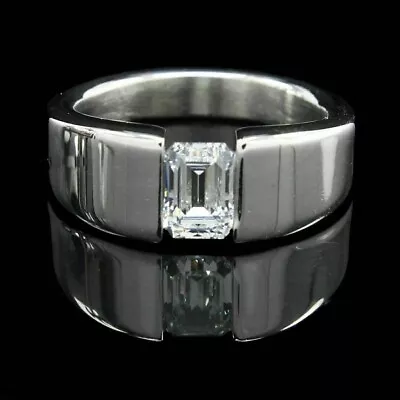 Men's Solitaire Wedding Tension Set Ring 14K White Gold Plated 2.3 Ct Moissanite • $119.88