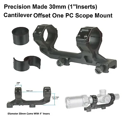 Slim Offset Cantilever Picatinny Weaver 1 PC Scope Mounts 30mm W 1  Inserts • $19.99