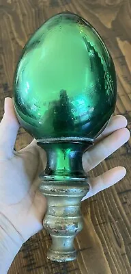 Green Mercury Glass Finial Antique Vintage Staircase Banister Newel Post • $175