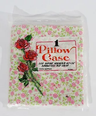 Vintage PINK ROSE Single Pillowcase 100% Cotton NEW • $15.99