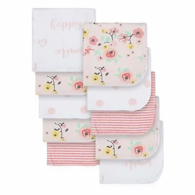 Gerber Baby Girl's 10 Pack Terry Washcloths NEW Floral Stripes Dots Adorable • $10.95