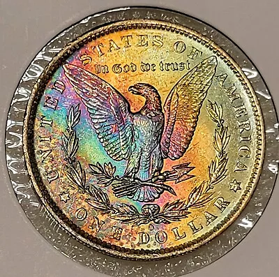 1883 O Morgan Dollar TRUE RAINBOW TONED Gem RARE FIND AUTHENTIC High Grade Coin • $375.98