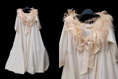 Vintage Odette Barsa Dorothy Tulsa 3 Layers Peignoir Marabou Satin Ribbon • $149