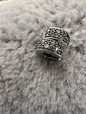 Pandora Silver Clear Pave Clip Charms - 791817 Pair X2 • £43