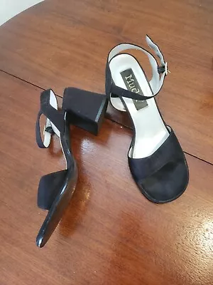 Vtg 90s Y2K Mudd Chunky Heels Black 10 M Annette Strappy Sandals  • $16