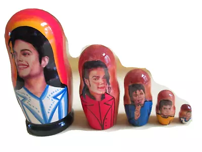 Michael Jackson Nesting Doll/Russia/5-pieces/ 4.5  Tall Set/Wood/NEW! • $19.99