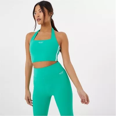 £4.99 • Buy Jack Wills Womens Longline Halter Sports Bra Training Fitness Gym Crop Top 10